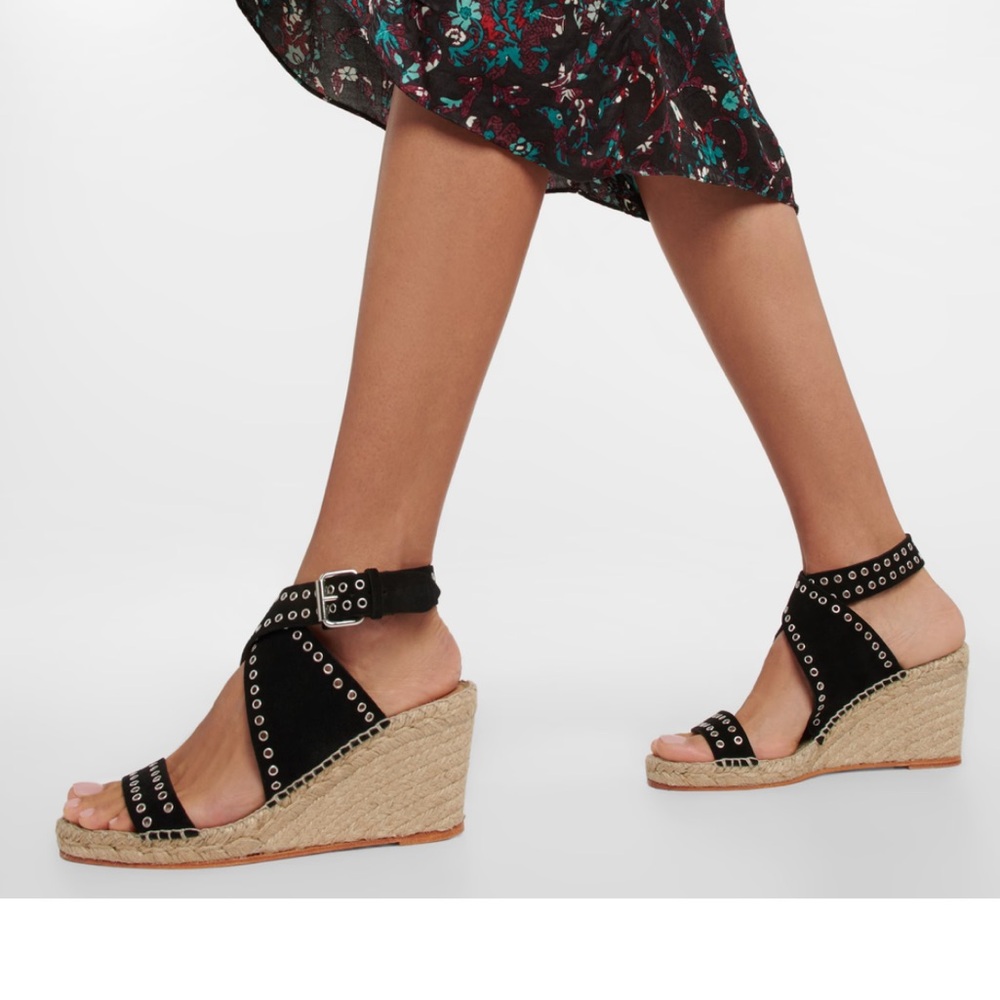 Isabel Marant Iriane studded suede espadrille wedges 38 NIB